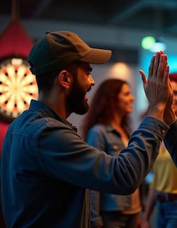 People high-fiving