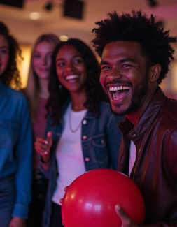 Group of people watching someone bowl