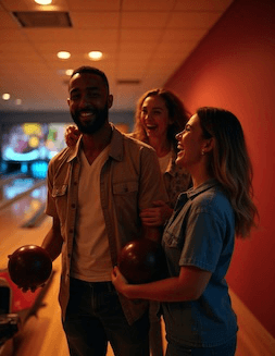 Friends bowling