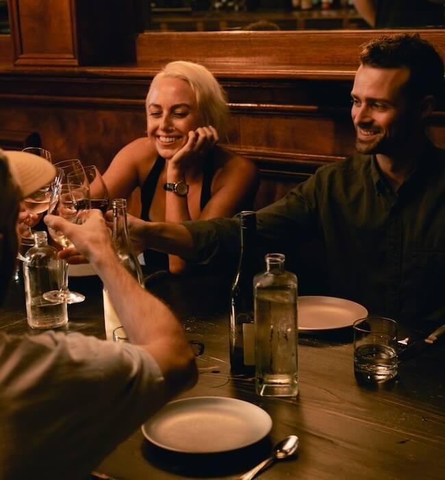Friends laughing and smiling