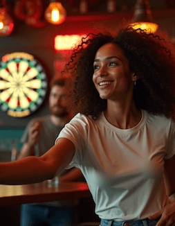 Woman playing darts