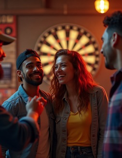 Group of people playing darts