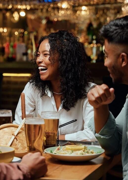 Friends enjoying dinner